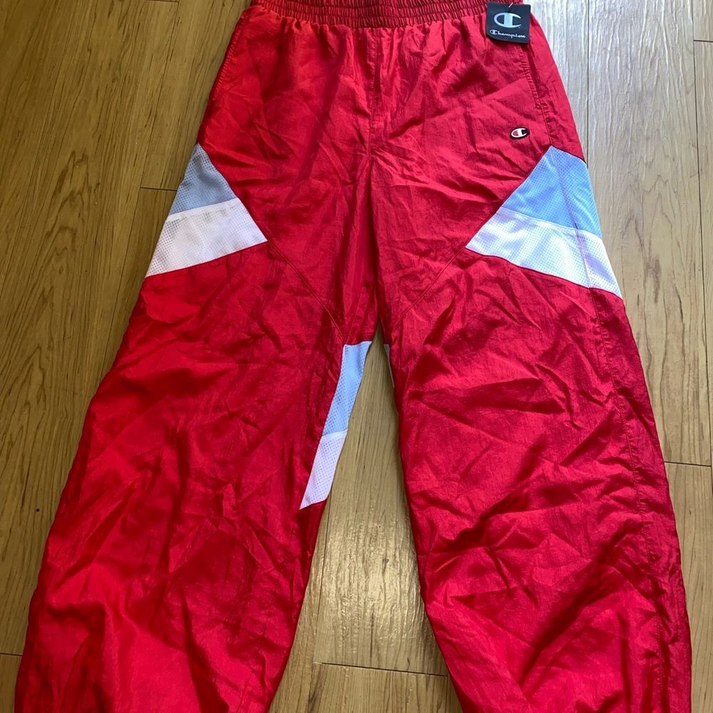 Men’s Champion Wind/ Parachute Pants ColorBlock NWT Red XL
